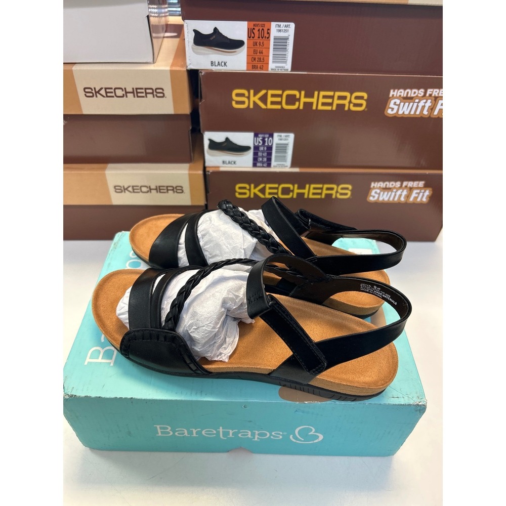 Baretraps Joya Black Strappy Braided Comfort Sandals Womens 9M BT31803 0582